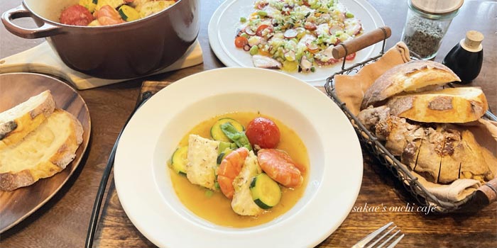 夏野菜と魚介を使用したカルパッチョ&スープ