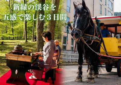 塩原温泉「トテ馬車運行」「春の野点」