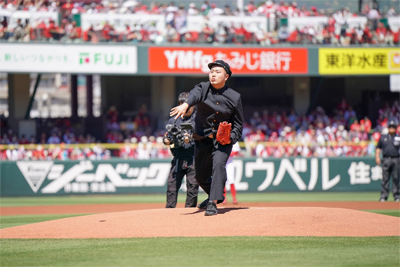 【テレビ新広島】『新しいカギ』ハナコ・岡部が人生初の始球式